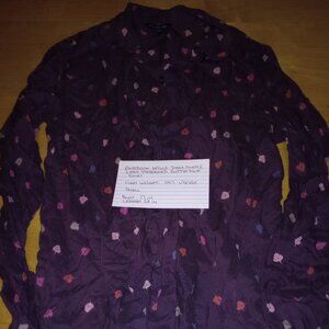 American Eagle Purple Button Down Leaf Shirt Small